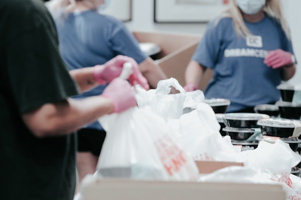 Relief workers delivering emergency supplies